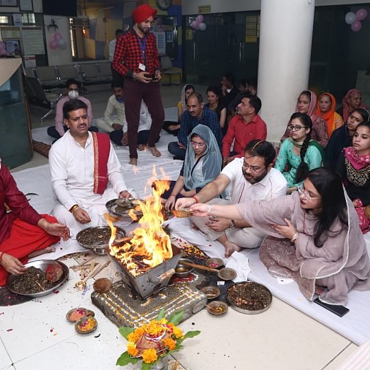 Hawan ceremony with staff